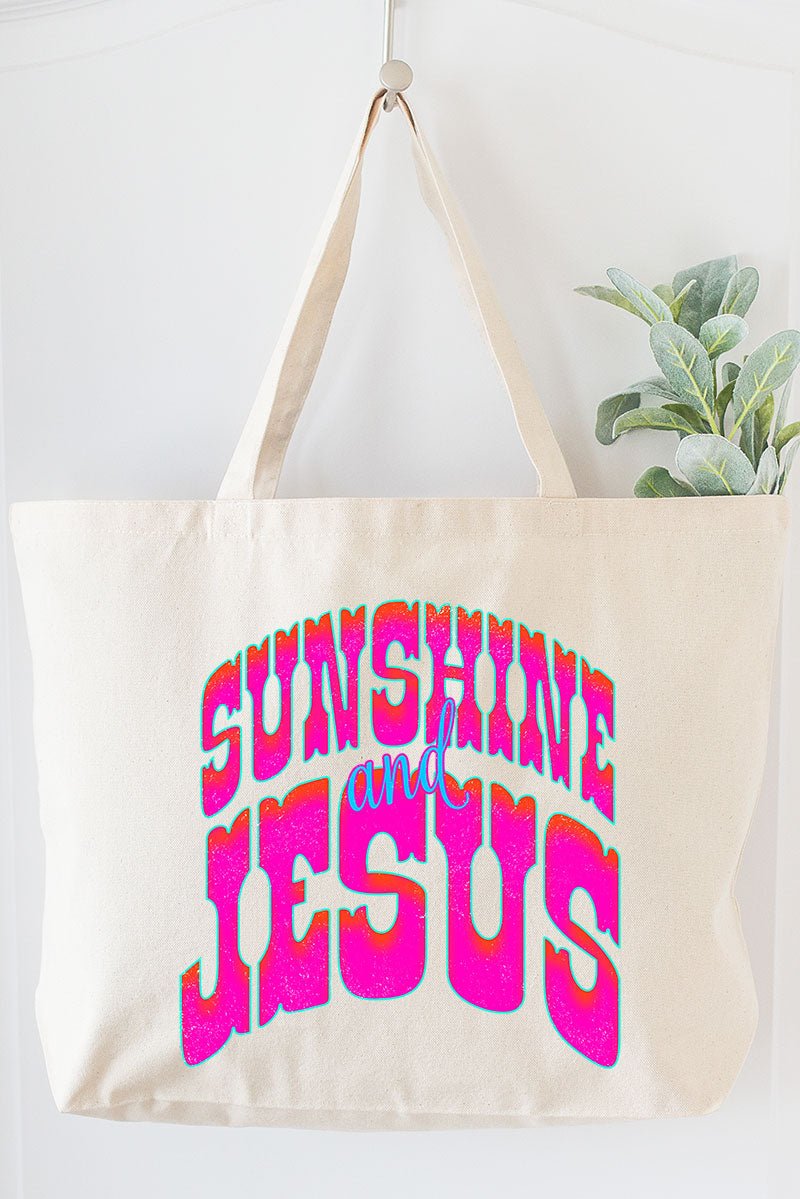 Radiant Sunshine And Jesus Canvas Jumbo Tote - Wholesale Accessory Market