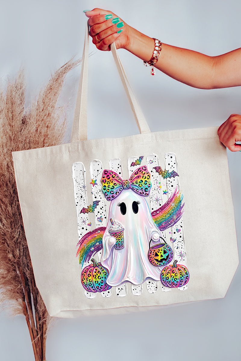 Rainbow Glam Ghost Canvas Jumbo Tote - Wholesale Accessory Market