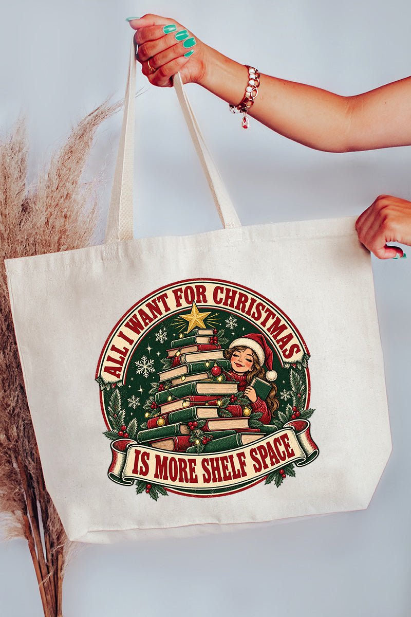 Shelf Space For Christmas Canvas Jumbo Tote - Wholesale Accessory Market