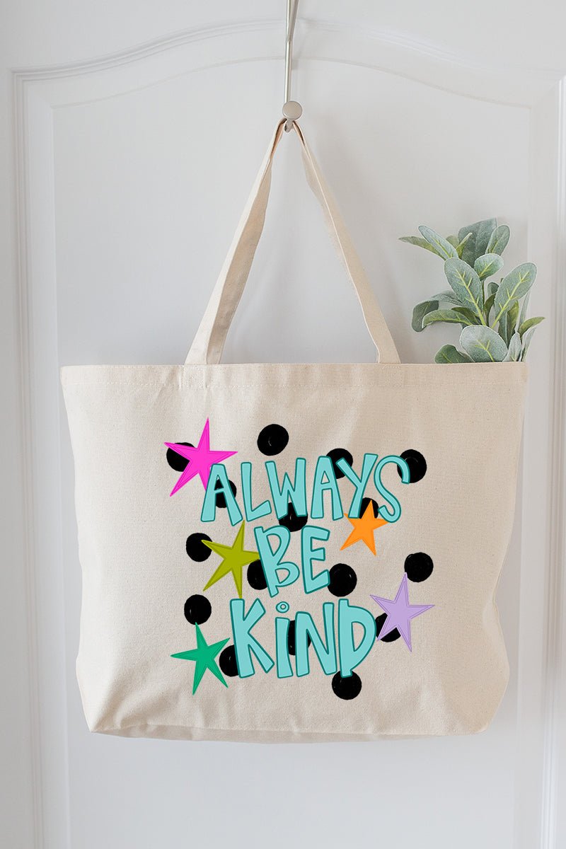 Stars Always Be Kind Canvas Jumbo Tote - Wholesale Accessory Market