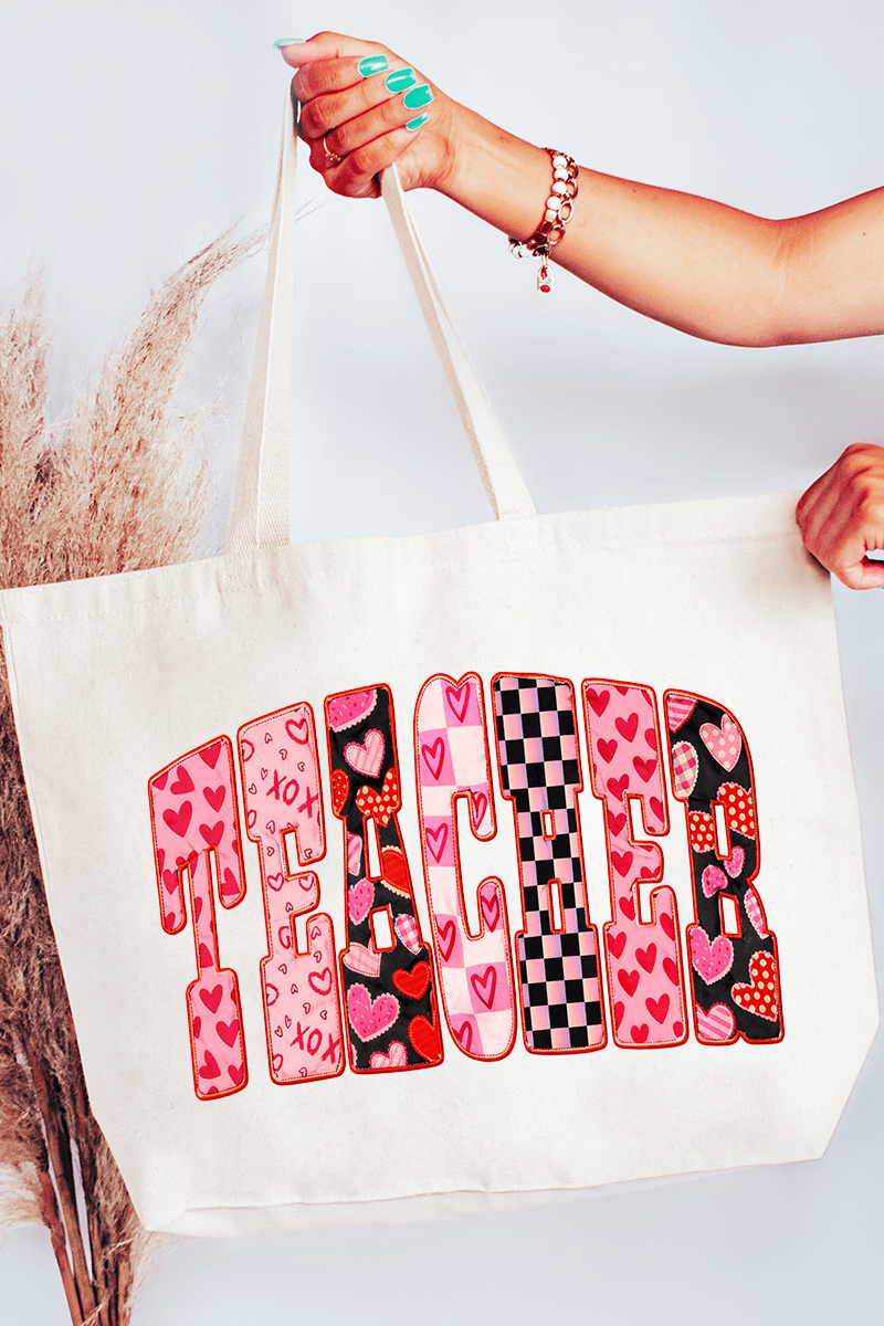 Teacher Full Of Love Canvas Jumbo Tote - Wholesale Accessory Market