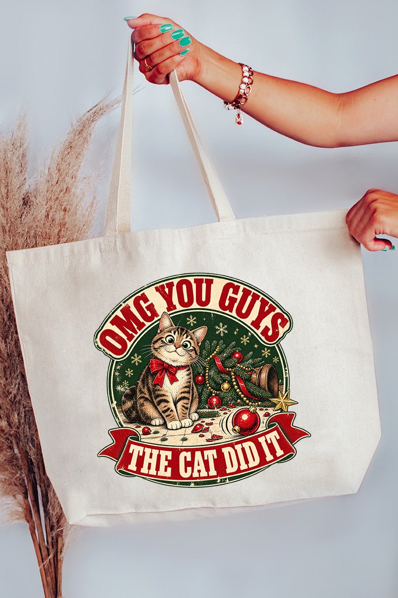 The Cat Did It Canvas Jumbo Tote - Wholesale Accessory Market
