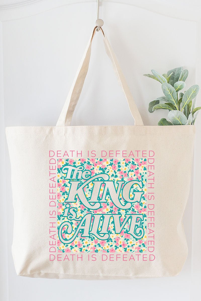 The King Is Alive Canvas Jumbo Tote - Wholesale Accessory Market