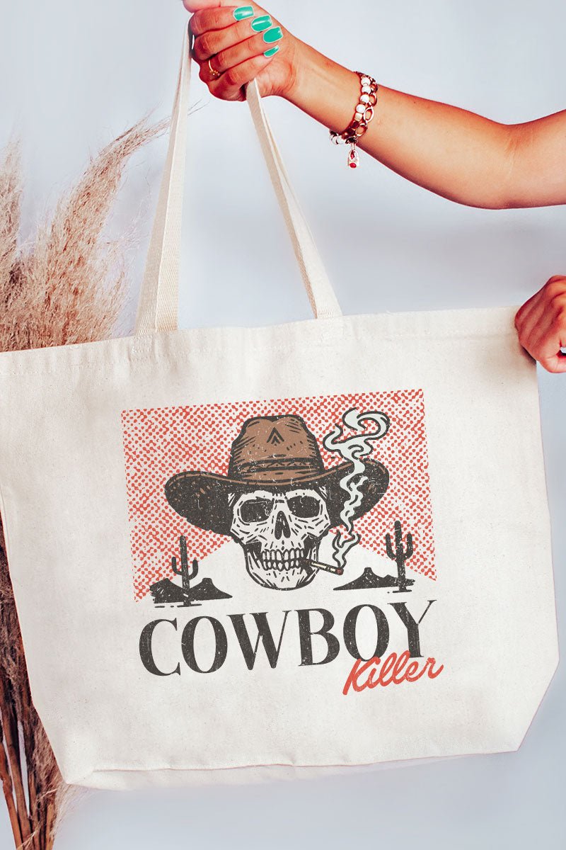 Vintage Cowboy Killer Canvas Jumbo Tote - Wholesale Accessory Market