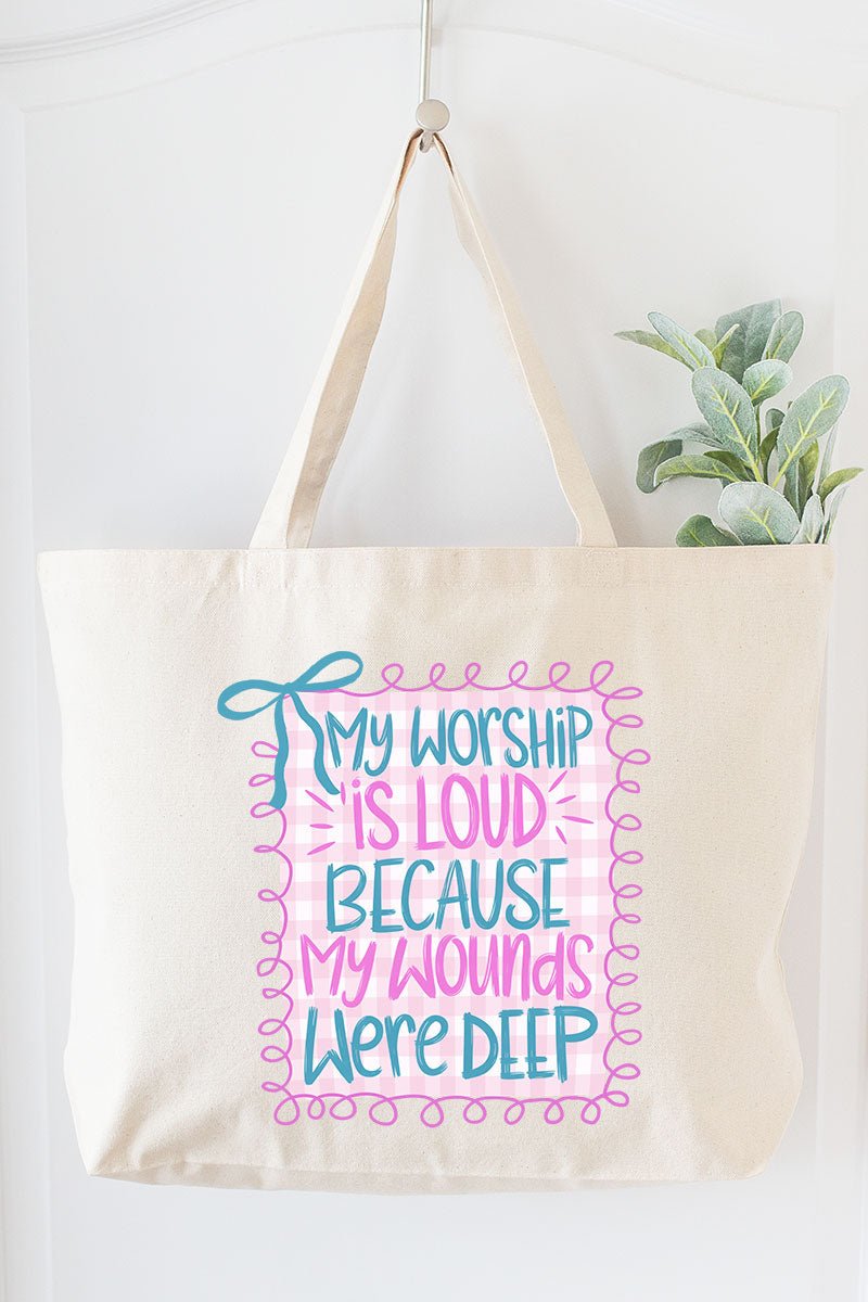 Worship Loud Canvas Jumbo Tote - Wholesale Accessory Market