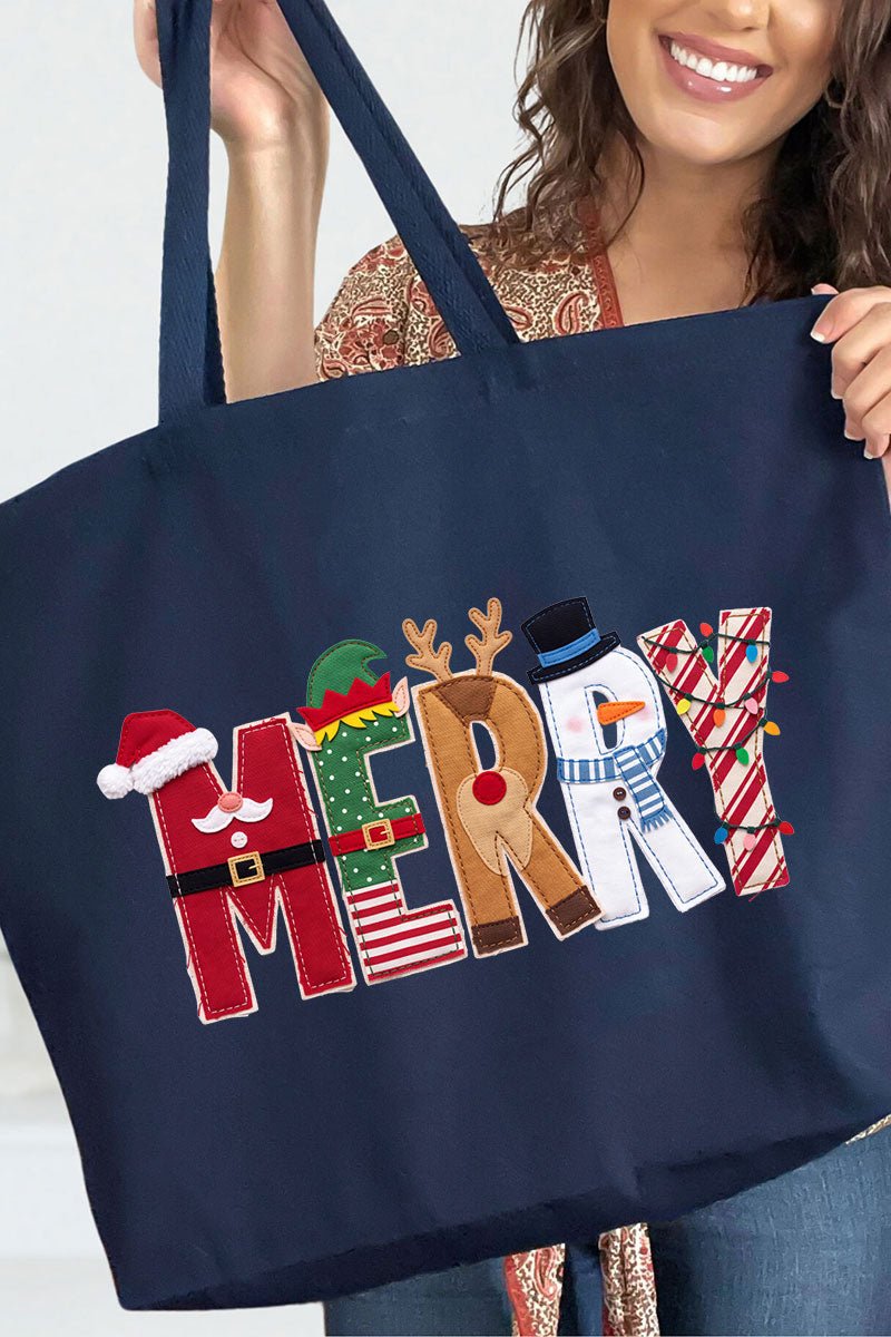 Christmas Characters Merry Canvas Jumbo Tote - Wholesale Accessory Market