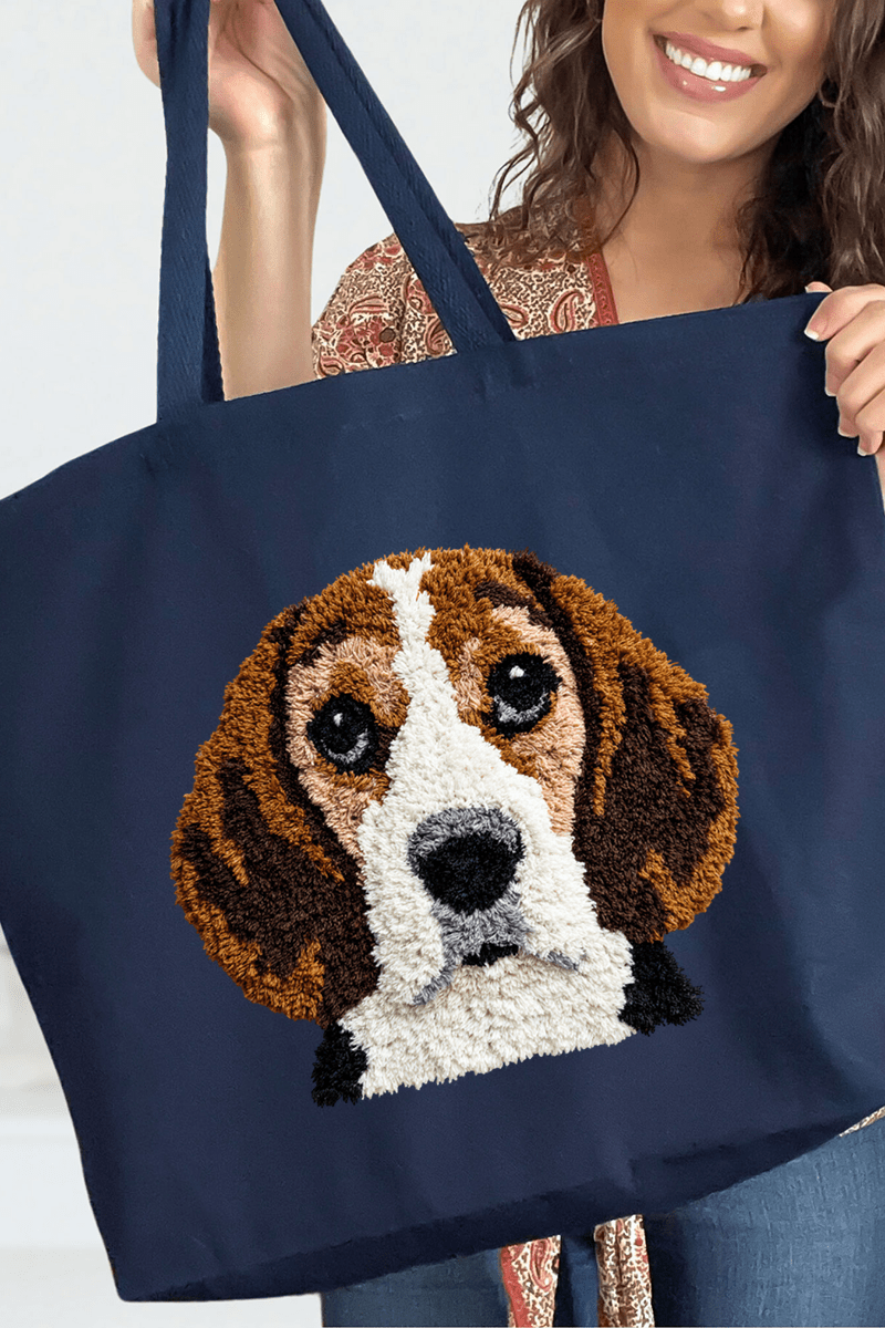 Faux Yarn Beagle Canvas Jumbo Tote - Wholesale Accessory Market