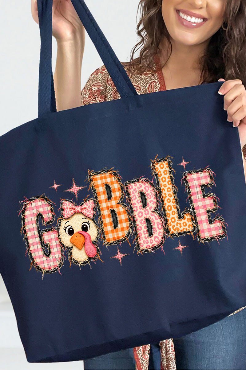 Gobble In Gingham Canvas Jumbo Tote - Wholesale Accessory Market