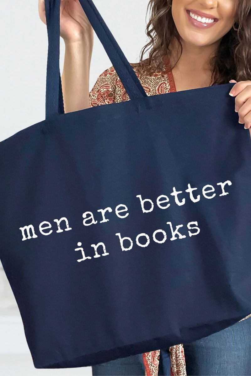 Men Are Better In Books Canvas Jumbo Tote - Wholesale Accessory Market