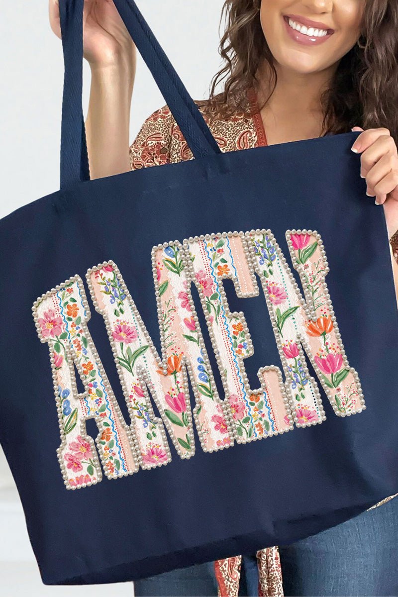 Pearls & Petals Amen Canvas Jumbo Tote - Wholesale Accessory Market