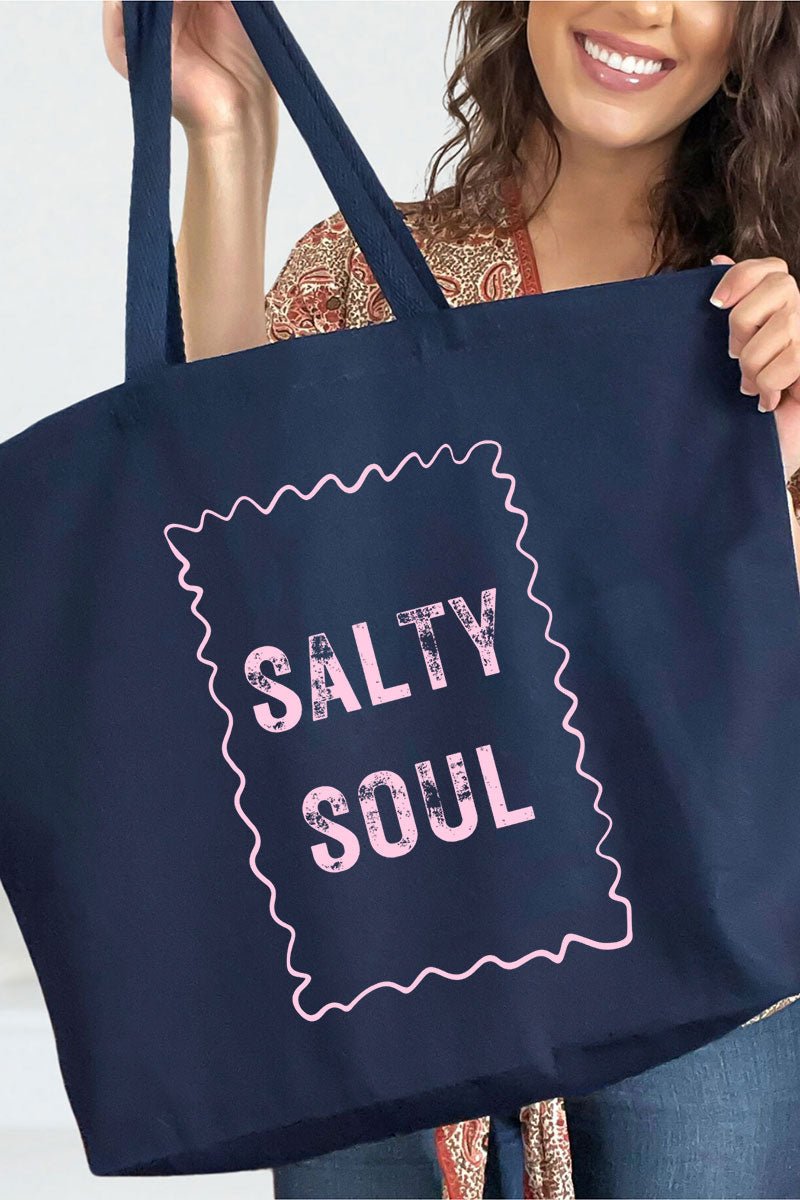 Pink Salty Soul Canvas Jumbo Tote - Wholesale Accessory Market