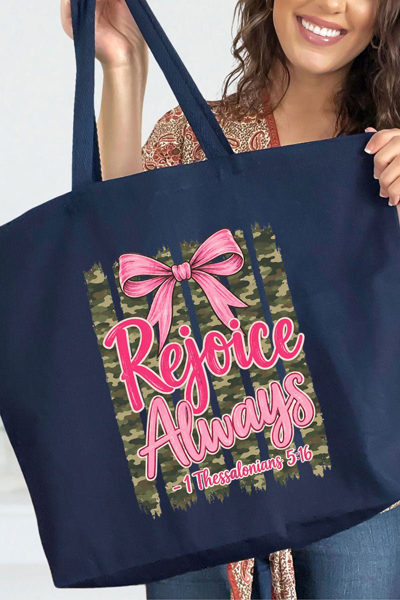 Rejoice Always Girly Camo Canvas Jumbo Tote - Wholesale Accessory Market