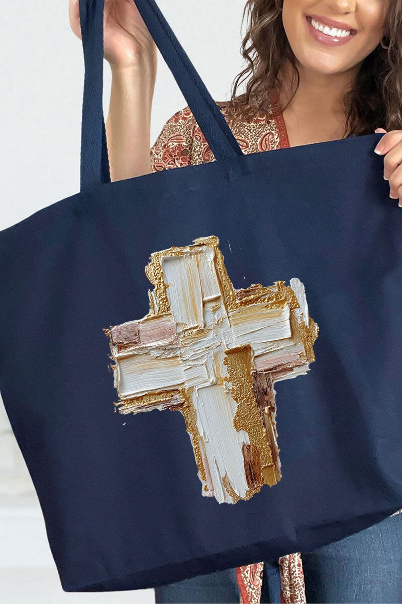 The Painted Gilded Cross Canvas Jumbo Tote - Wholesale Accessory Market