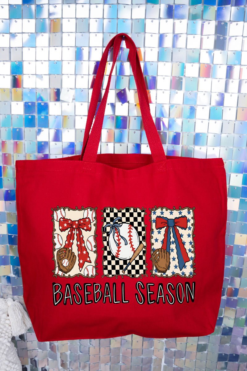 Baseball Season Ribbon Canvas Jumbo Tote - Wholesale Accessory Market