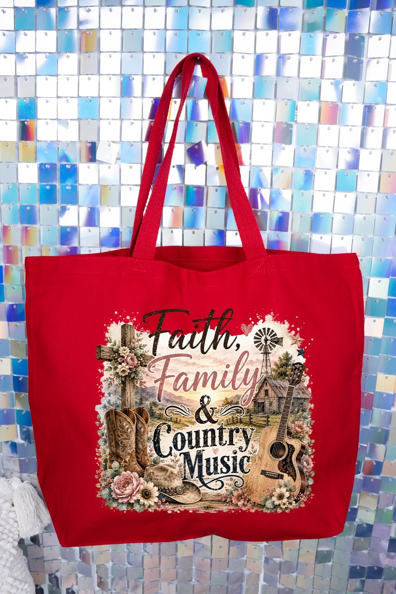 Faith, Family & Country Music Canvas Jumbo Tote - Wholesale Accessory Market
