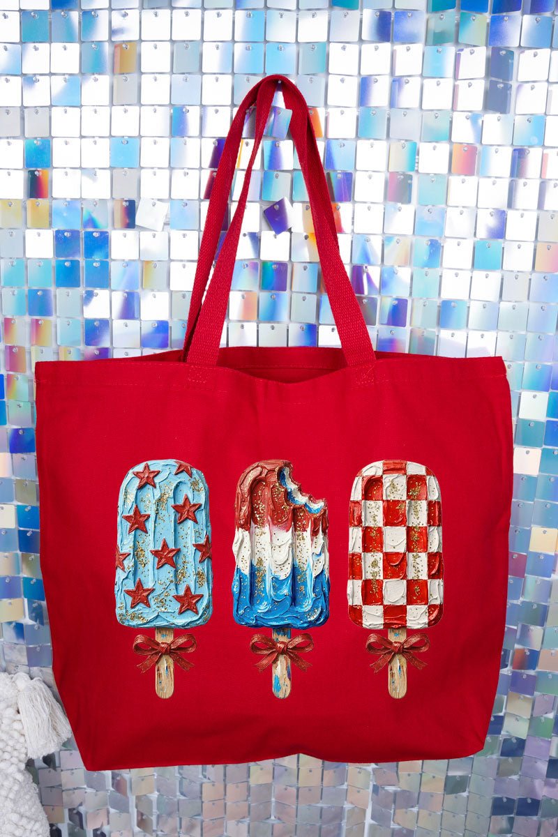 Painted Patriotic Popsicles Canvas Jumbo Tote - Wholesale Accessory Market