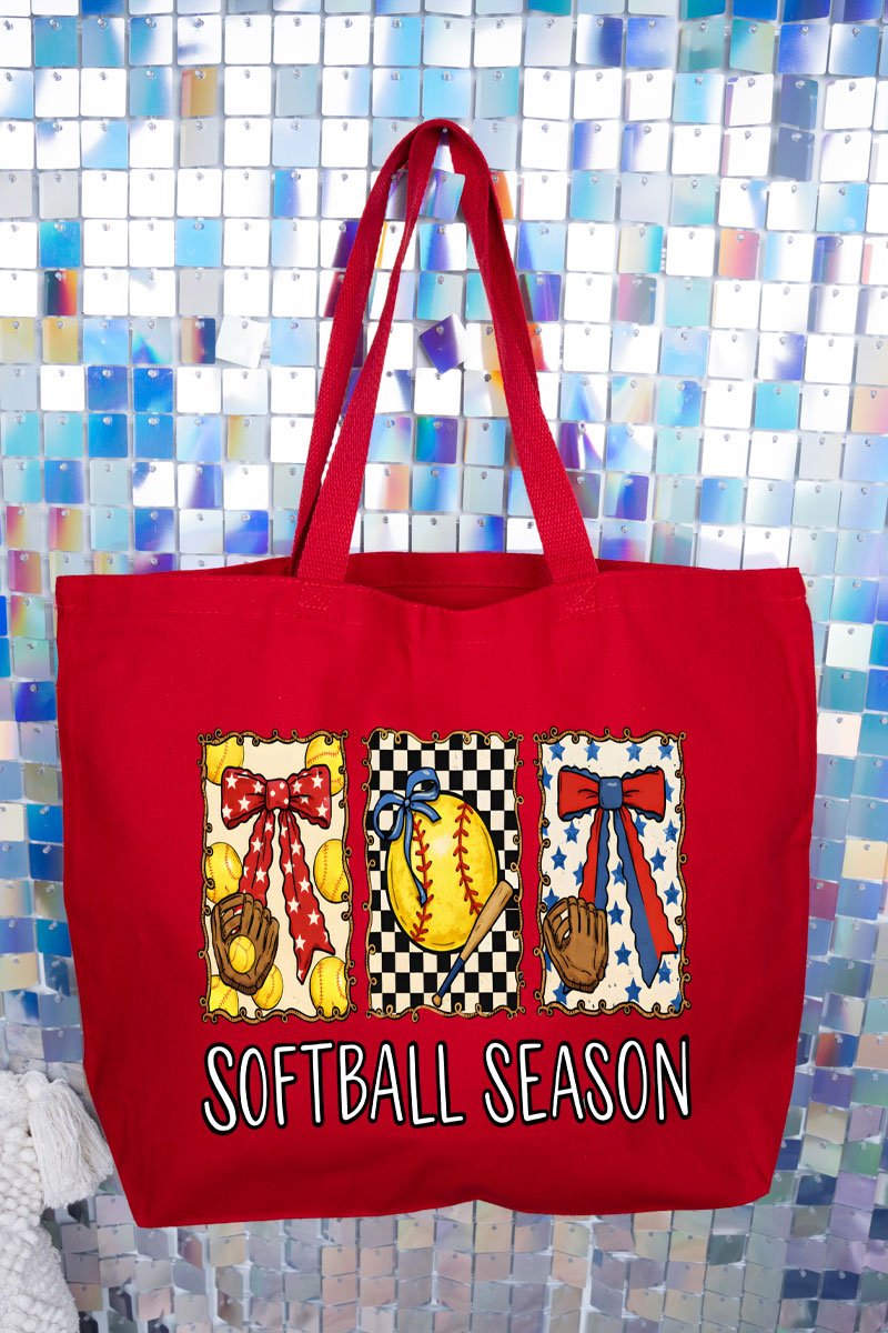Softball Season Ribbon Canvas Jumbo Tote - Wholesale Accessory Market