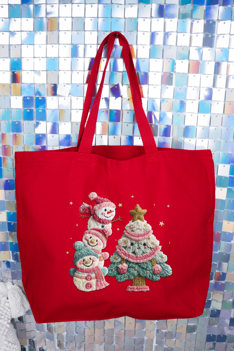 Yarnin' For Christmas Faux Yarn Canvas Jumbo Tote - Wholesale Accessory Market