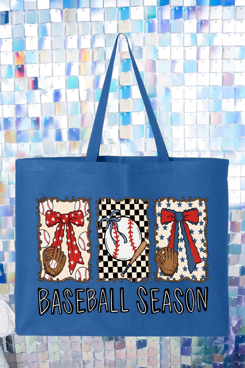 Baseball Season Ribbon Canvas Jumbo Tote - Wholesale Accessory Market
