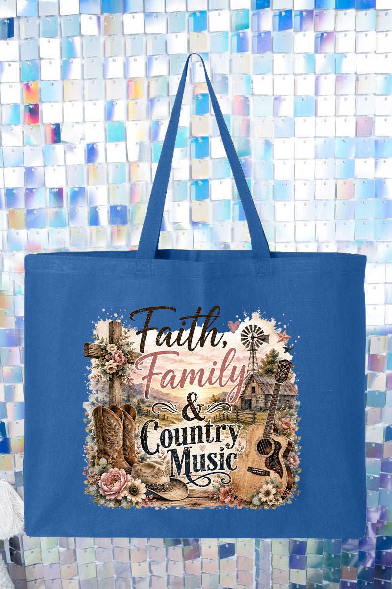 Faith, Family & Country Music Canvas Jumbo Tote - Wholesale Accessory Market
