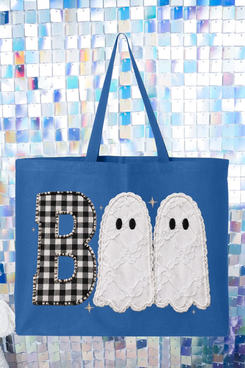 Gingham & Lace Boo Canvas Jumbo Tote - Wholesale Accessory Market