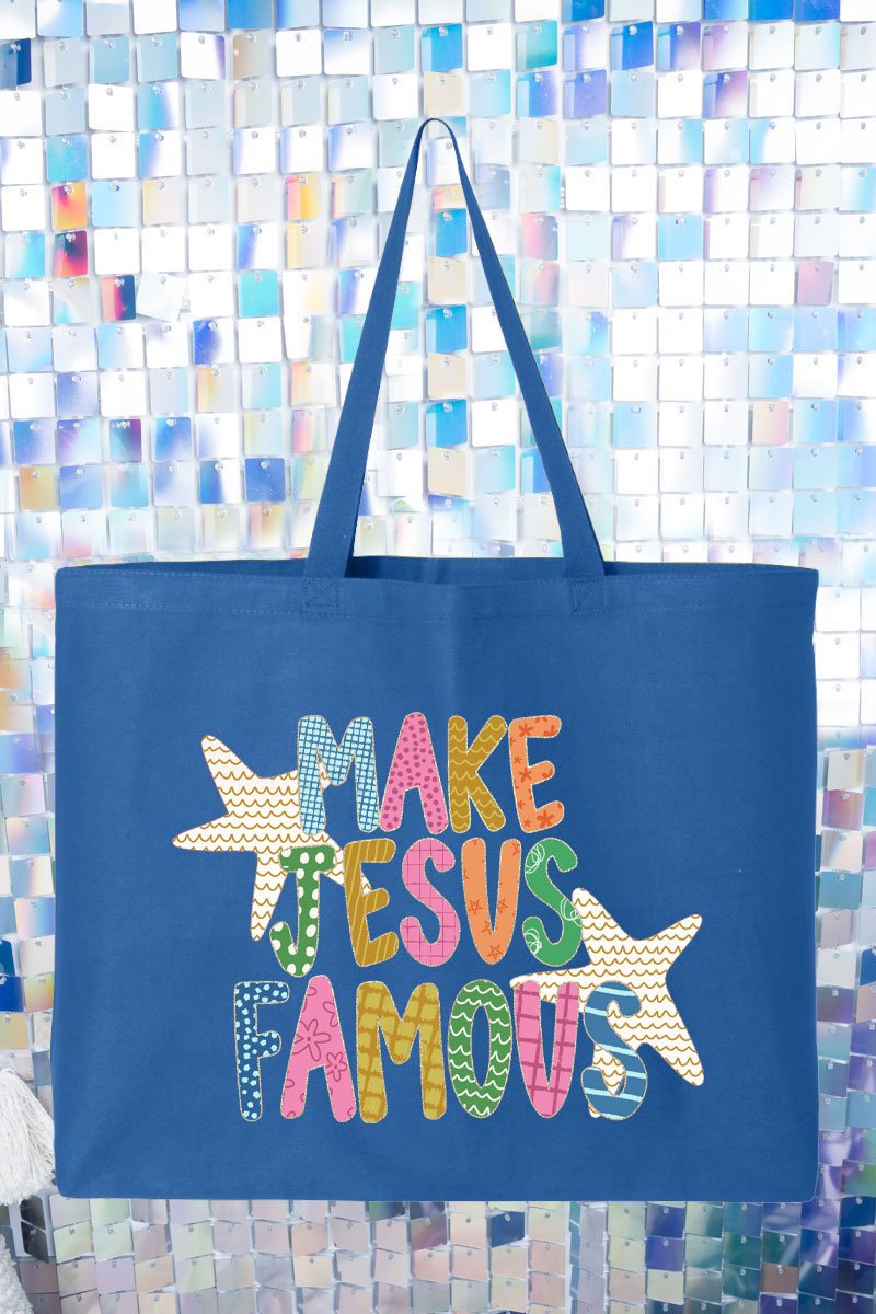 Make Jesus Famous Canvas Jumbo Tote - Wholesale Accessory Market