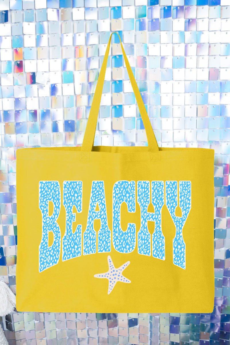 Coastal Beachy Leopard Canvas Jumbo Tote - Wholesale Accessory Market