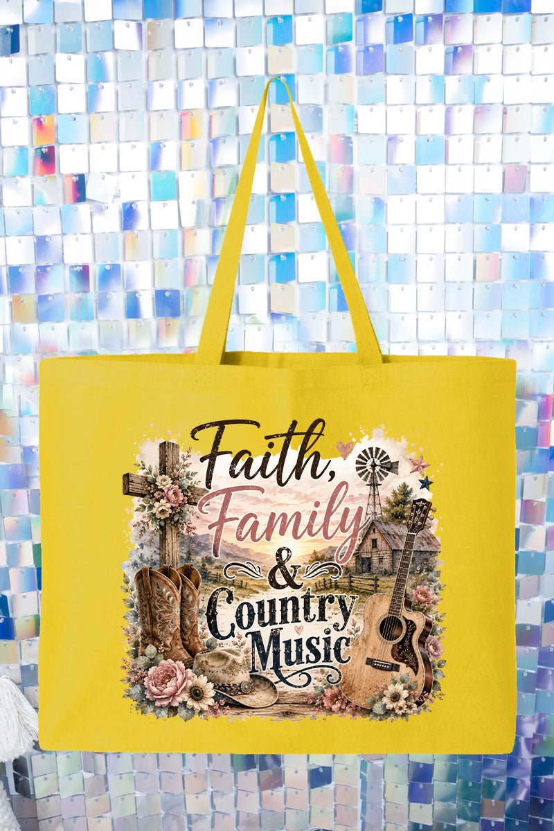 Faith, Family & Country Music Canvas Jumbo Tote - Wholesale Accessory Market
