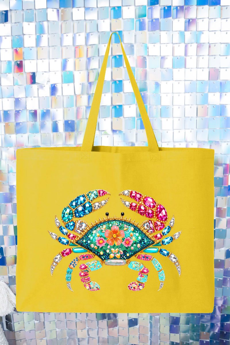 Seaside Sparkle Crab Canvas Jumbo Tote - Wholesale Accessory Market