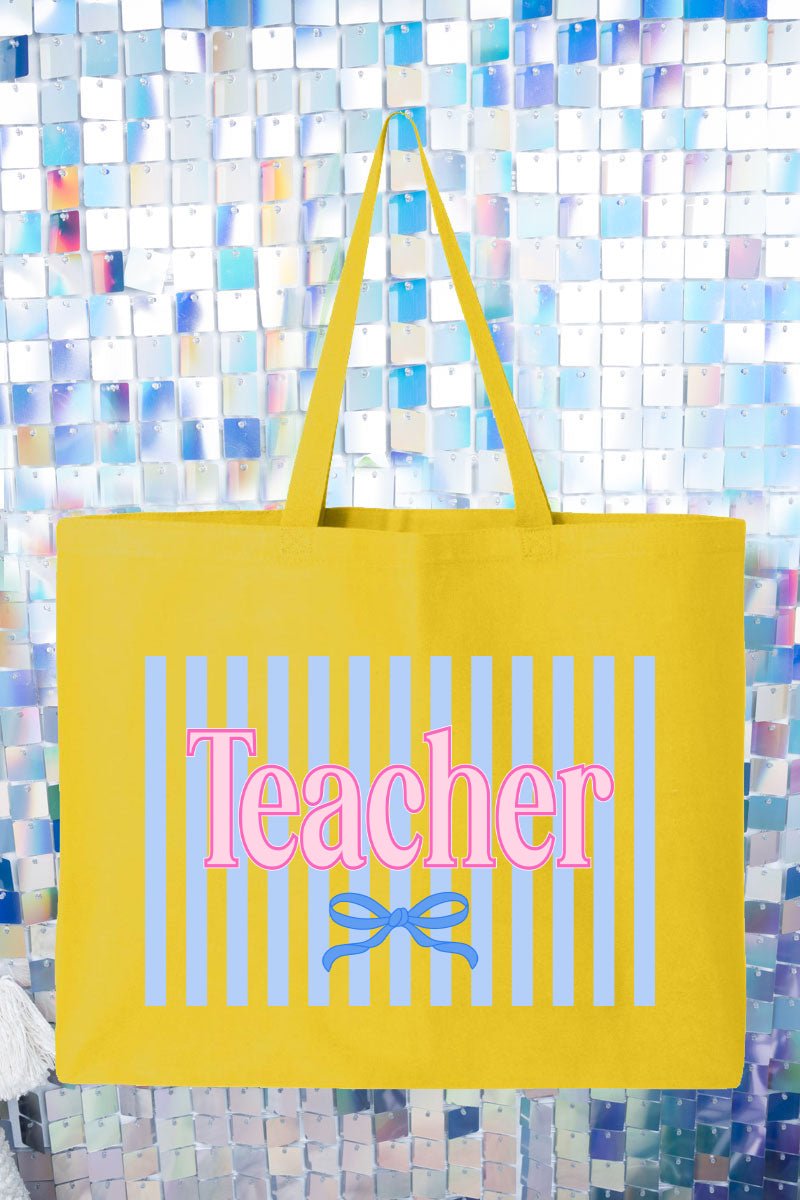 Teacher Striped Canvas Jumbo Tote - Wholesale Accessory Market