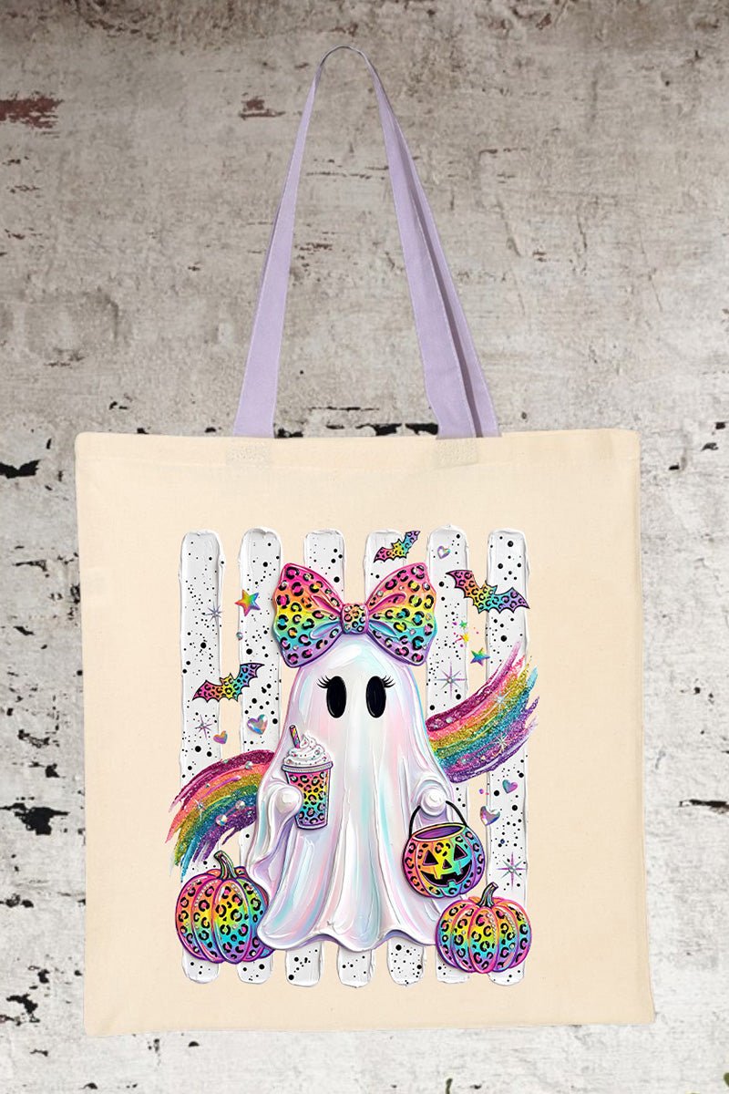 Rainbow Glam Ghost Medium Canvas Tote - Wholesale Accessory Market