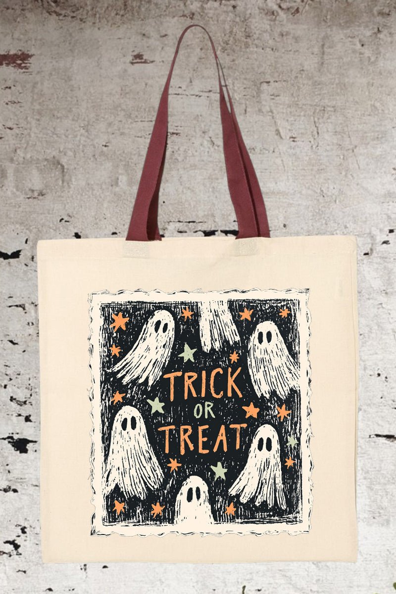 Trick Or Treat Ghost Crew Medium Canvas Tote - Wholesale Accessory Market