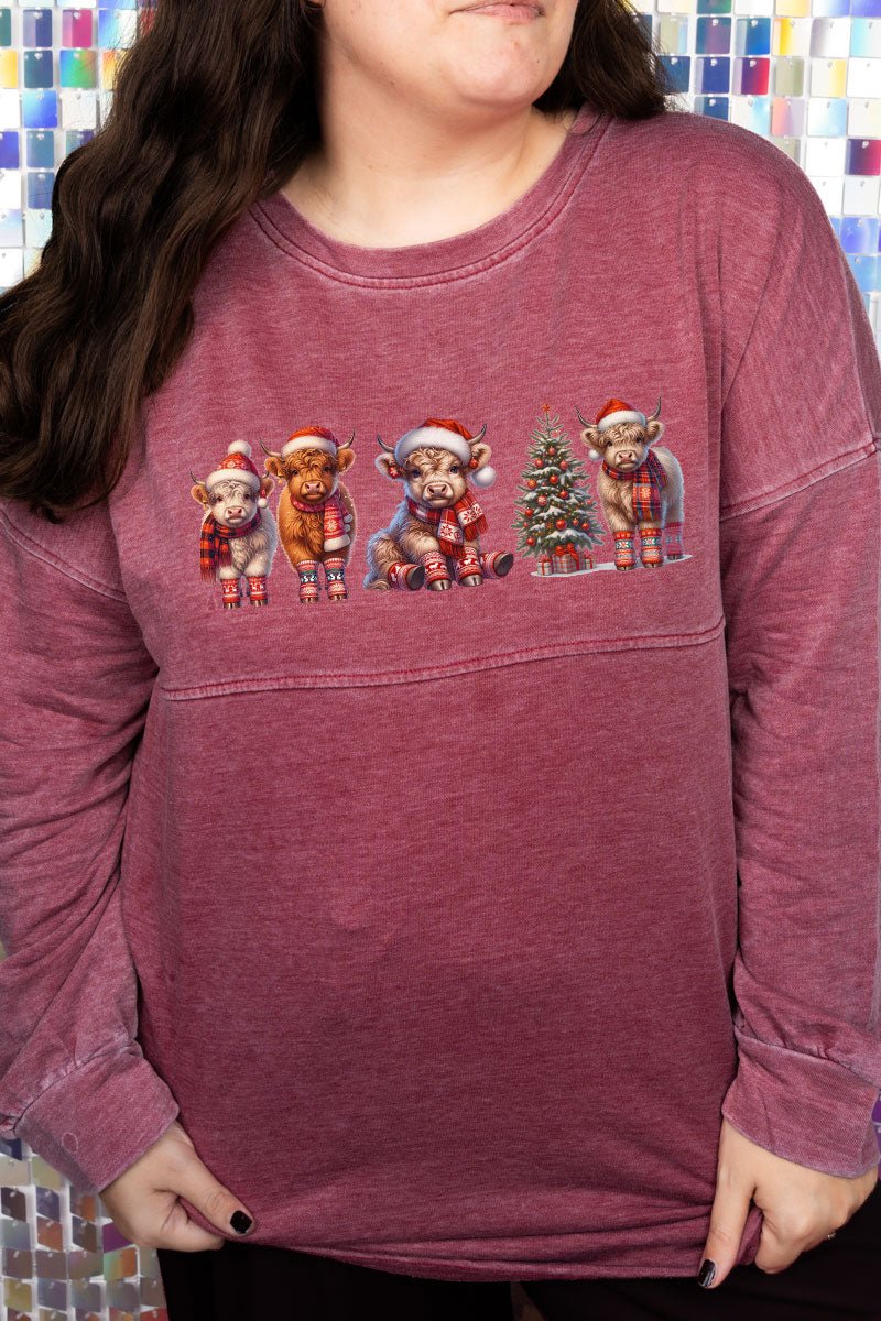 Highland Snow Friends Crimson Mineral Wash Tunic Top - Wholesale Accessory Market