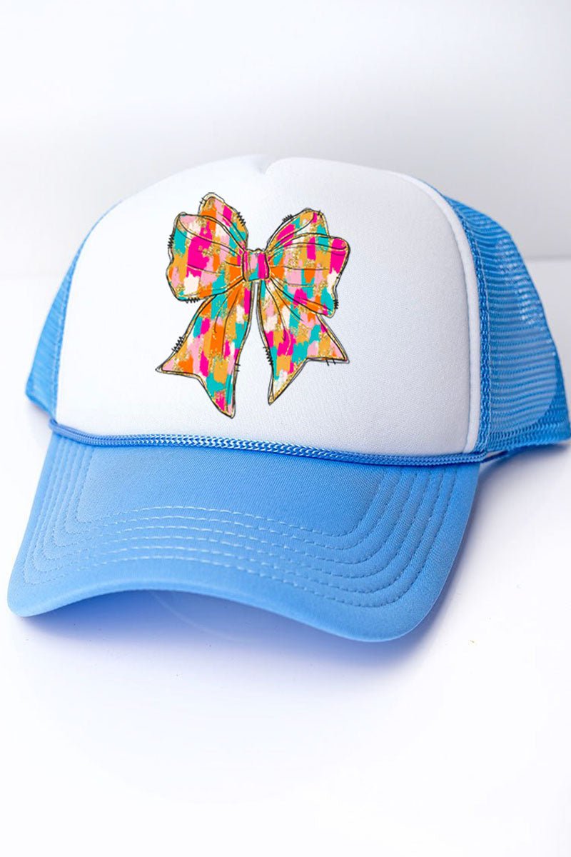 Brushed Colorful Coquette Bow Foam Mesh Back Trucker Cap - Wholesale Accessory Market