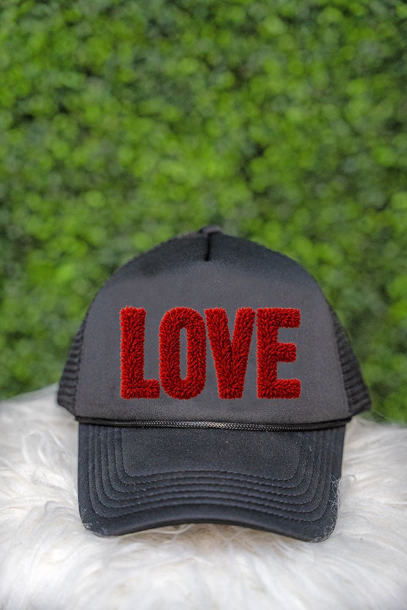 Fall In Love Faux Yarn Foam Mesh Back Trucker Cap - Wholesale Accessory Market