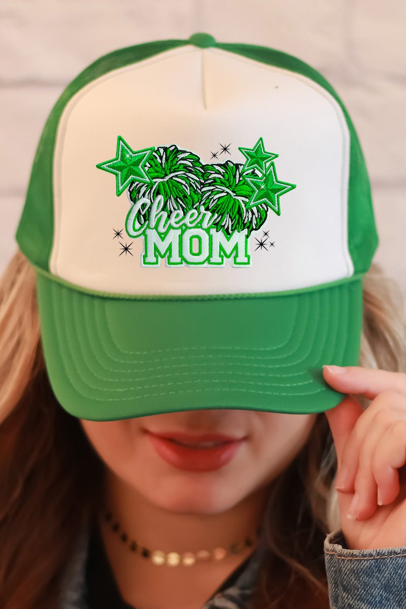 Faux Patch Green Cheer Mom Transfer Foam Mesh Back Trucker Cap - Wholesale Accessory Market