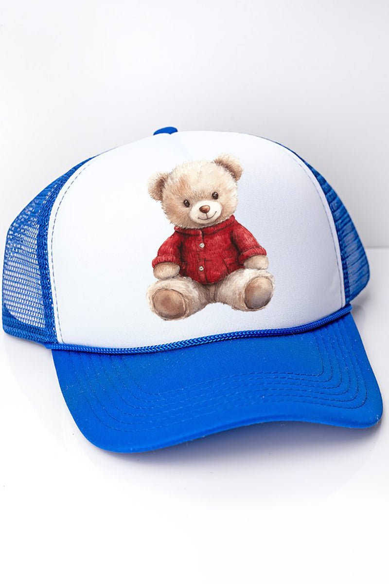 Red Vintage Teddy Bear Foam Mesh Back Trucker Cap - Wholesale Accessory Market