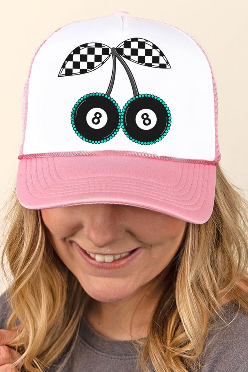 Checkered Cherries Foam Mesh Back Trucker Cap - Wholesale Accessory Market
