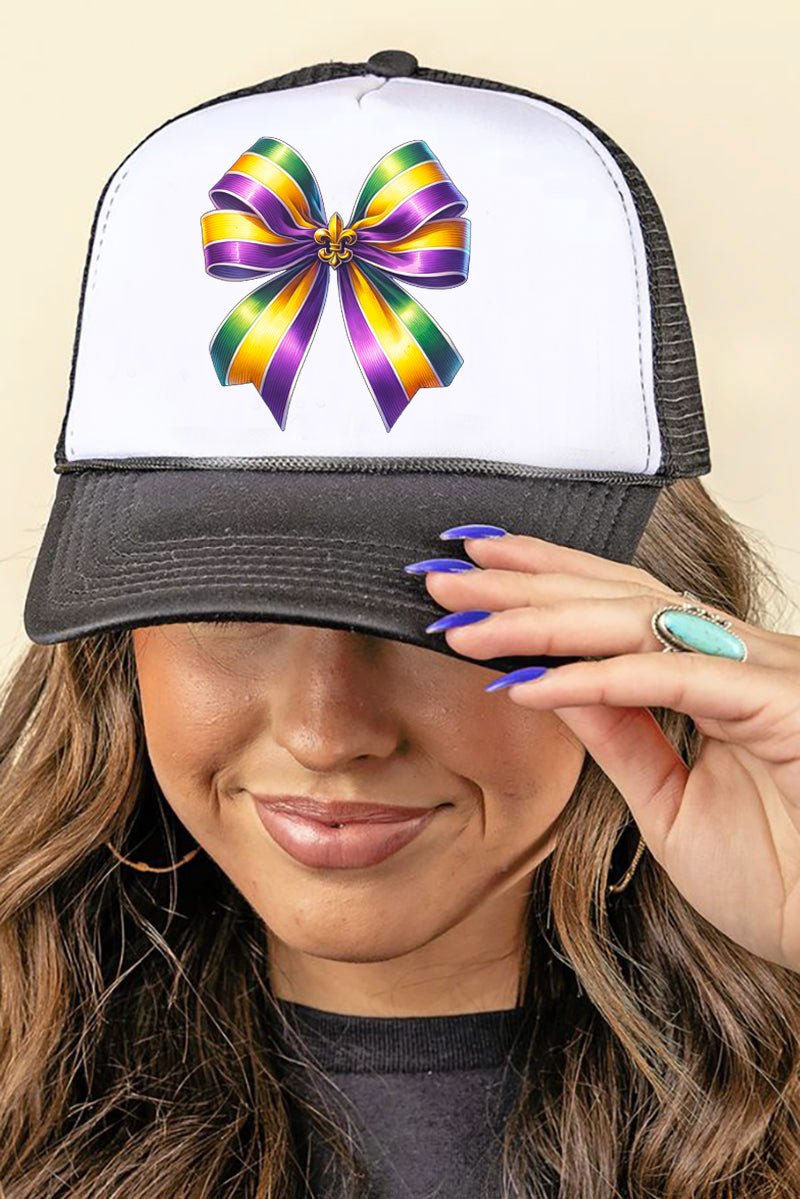 Mardi Gras Ribbon Foam Mesh Back Trucker Cap - Wholesale Accessory Market