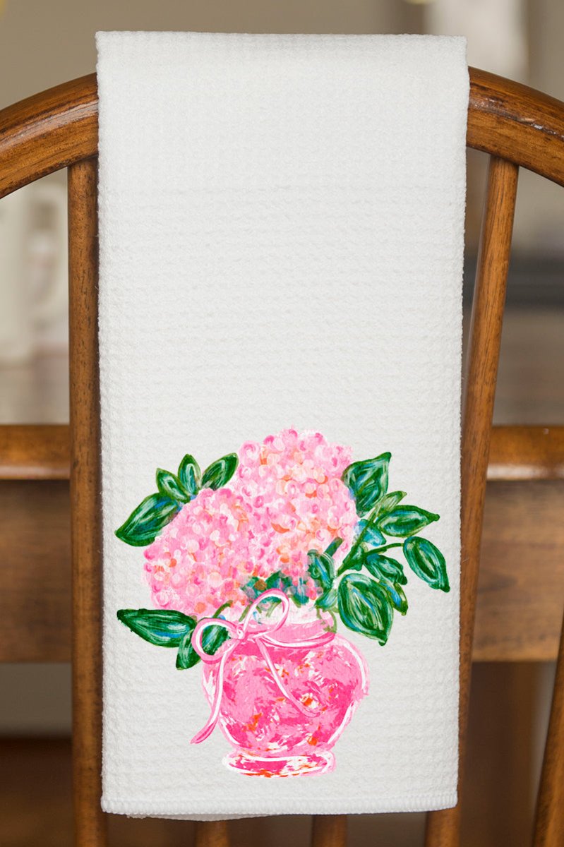 Blush Blossom Waffle Kitchen Towel - Wholesale Accessory Market