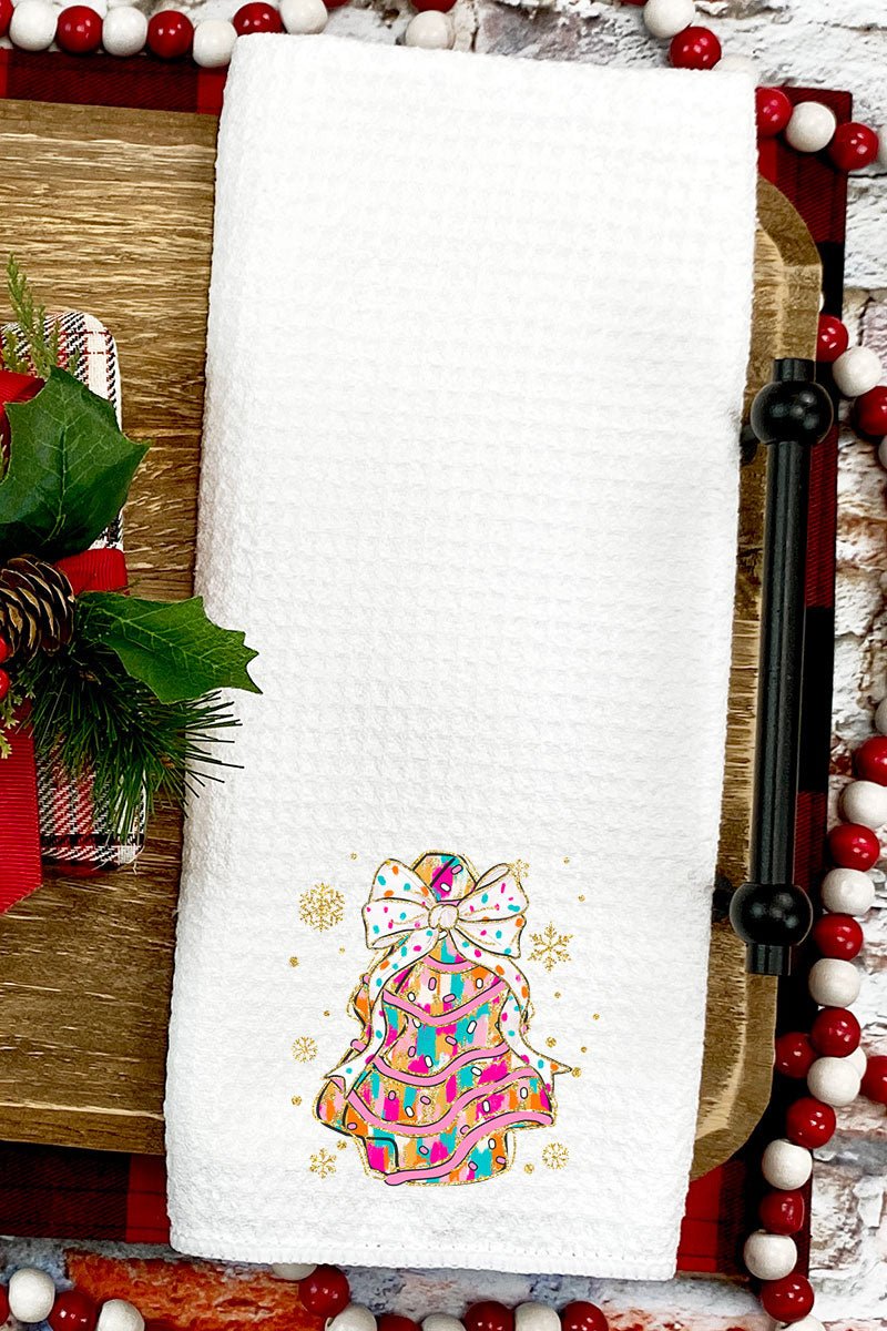 Brushed Colorful Christmas Tree Cake Waffle Kitchen Towel - Wholesale Accessory Market