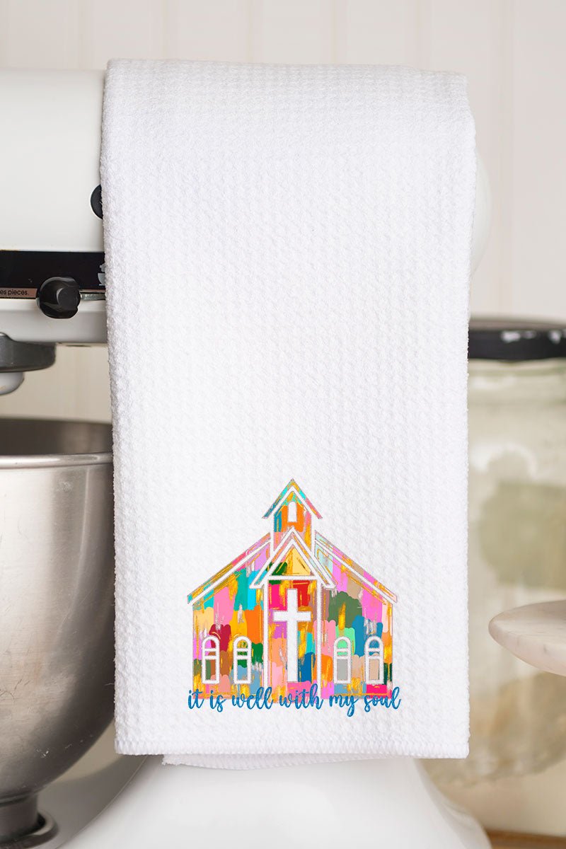 Brushed Colorful It Is Well With My Soul Waffle Kitchen Towel - Wholesale Accessory Market