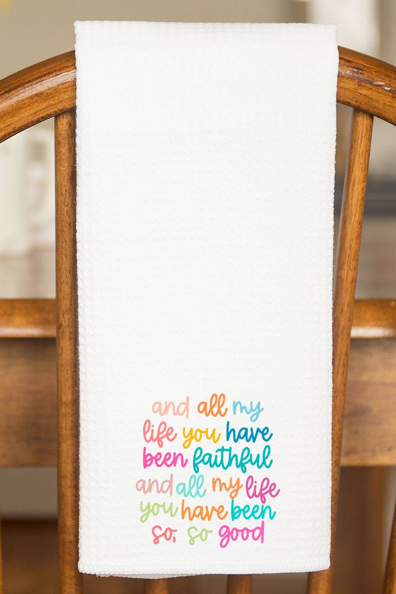 Colorful Always Faithful Waffle Kitchen Towel - Wholesale Accessory Market