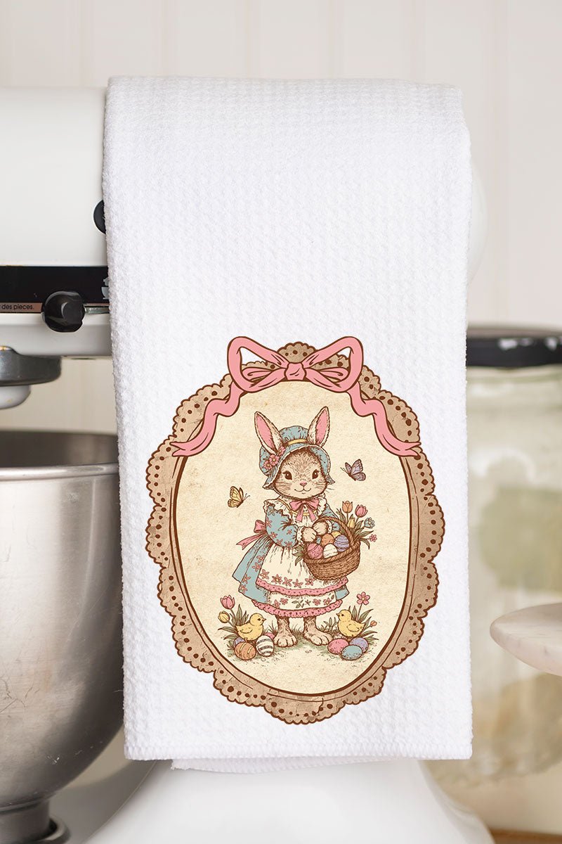 Easter Belle Spring Bunny Waffle Kitchen Towel - Wholesale Accessory Market