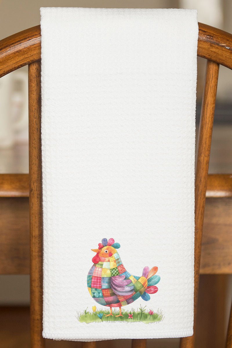 Faux Patchwork Chicken Waffle Kitchen Towel - Wholesale Accessory Market