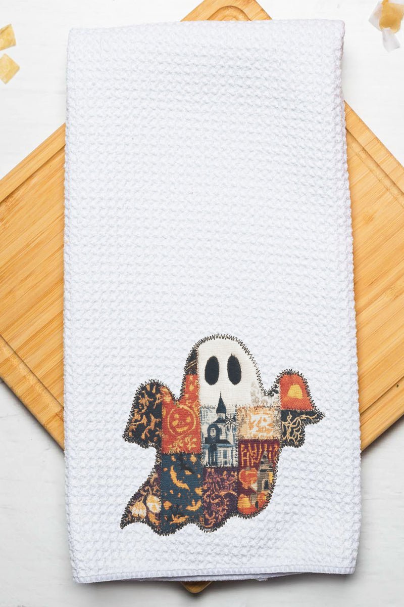 Faux Patchwork Ghost Waffle Kitchen Towel - Wholesale Accessory Market