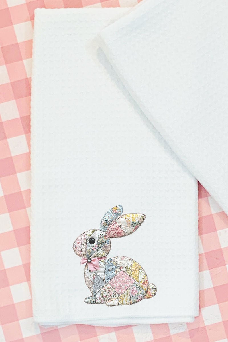 Faux Quilted Bunny Waffle Kitchen Towel - Wholesale Accessory Market
