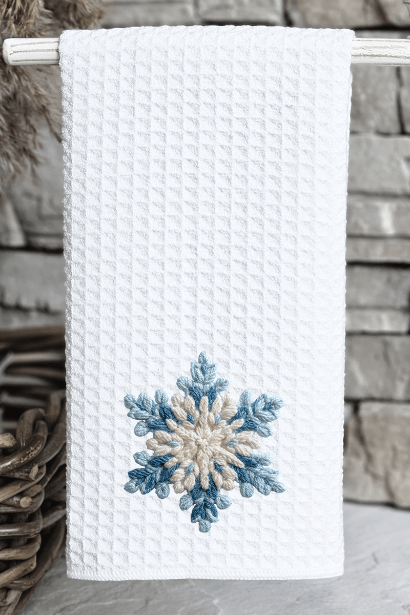 Faux Yarn Snow Day Snowflake Waffle Kitchen Towel - Wholesale Accessory Market
