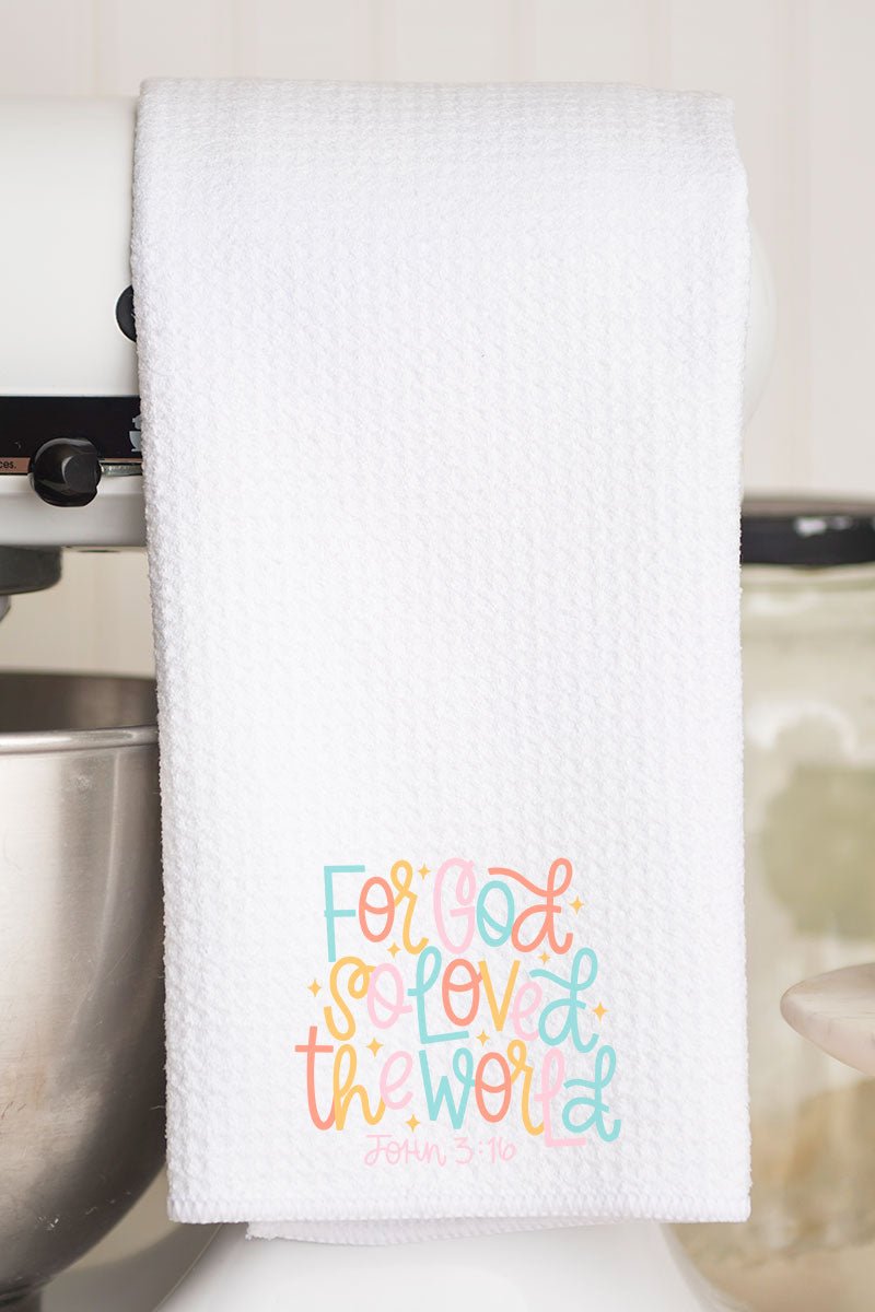 For God So Loved The World Waffle Kitchen Towel - Wholesale Accessory Market
