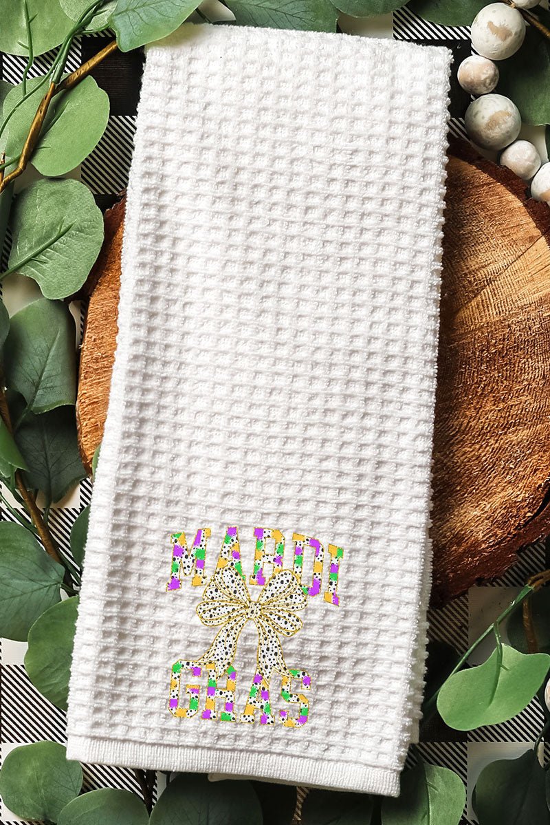 Glitzy Brushed Mardi Gras Waffle Kitchen Towel - Wholesale Accessory Market